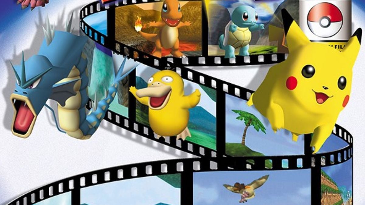 10 Best Pokémon Games Of All Time Pokemon-Snap-cover-art-featuring-film-reel-with-Pikachu-Squirtle-Charmander-and-Psyduck